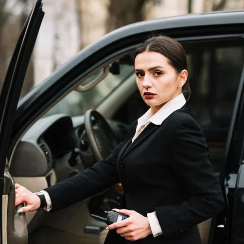 security-female-ensuring-client